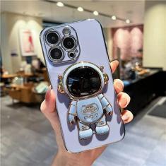 Imagem de Capa de telefone dobrável com suporte de astronauta de desenho animado para iPhone 11 12 13 14 15 Pro Mini XR XS Max capa de moldura macia em SE2 7 8 Plus, capa Gary Astronaut, para iphone 15 Plus