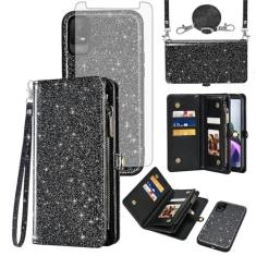 Imagem de Asuwish Capa de telefone para Metro TCL Ion X/Ion V/40Z Carteira com zíper Capa de celular destacável com protetor de tela de vidro temperado cordão alça de pulso flip suporte para cartão de crédito
