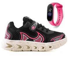 Imagem de Tenis Infantil Casual Jogger Meninas Escolar Basico + Relogio-Feminino