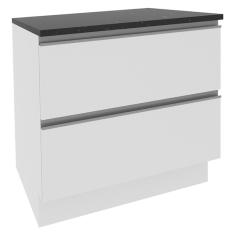 Imagem de Balcão Madesa Acordes 100% MDF 80 cm - 2 Gavetas Frentes Branco Brilho