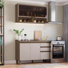 Imagem de Cozinha Compacta Connect 4 Portas 2 Gavetas com Vidro 100% Mdf Ce800 D