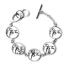 Imagem de DIYthinker Bracelete budista Sânscrito personagem Palavras Pulseira Corrente Pingente Joias