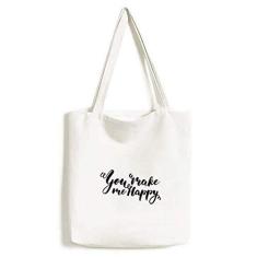 Imagem de You Make Me Happy citação estilo sacola sacola de compras bolsa casual bolsa de mão