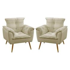 Imagem de Kit 2 Poltronas Opala Sued Bege Aradecor