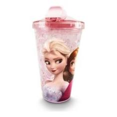 Imagem de Copo C/ Canudo Tampa Gel Congelante Anna & Elsa Frozen 450ml