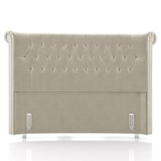 Imagem de Cabeceira Cama Box Casal Queen 160cm Dust P02 Veludo Bege - Mpozenato