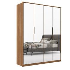 Imagem de Guarda Roupa Roupeiro De Casal Florença 4 Portas Com Espelho Amêndola