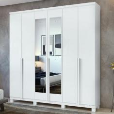 Imagem de Guarda-roupa Alonzo 6 Portas E 4 Gavetas Com Espelho E Pés Branco