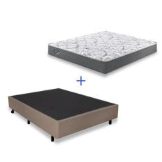 Imagem de Cama Box Casal Bege com Colchão Mola Ensacada - Cama inHouse