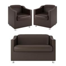 Imagem de Kit Sofá Namoradeira + 02 Poltrona Tilla Sala de Espera - Balaqui Deco