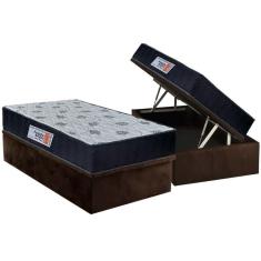 Imagem de Cama Box Baú Solteiro: Colchão Anatômico Orthoflex Foggia Sogni Unic Face + Base CRC Suede Brown (88x188)