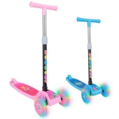 Imagem de Patinete infantil 3 rodas com led luzes dobrável ajustável - DT, Azul