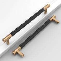 Imagem de Coinkoly Pacote com 10 puxadores de armário 7-1/2" (192 mm) bronze champanhe e preto fosco puxadores de armário de cozinha serrilhados puxadores de gaveta ferragens de armário para armários