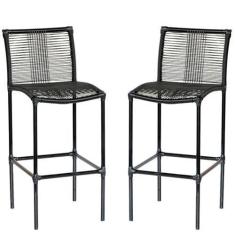 Imagem de Conjunto 2 Banquetas Havaí Artesanal Em Corda Sintética Para Bar, Balc