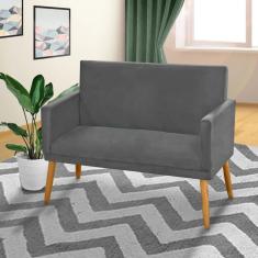 Imagem de Poltrona Namoradeira Nina Pés Madeira Palito Suede  Grafite