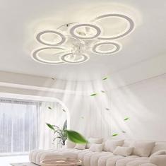 Imagem de Ventiladores de teto 108W com lâmpadas DC reversível 6 velocidades do vento Ventilador de teto lustre regulável silencioso LED Ventiladores de teto de design moderno com luzes para quarto sa
