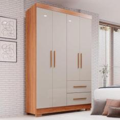 Imagem de Guarda-roupa Solteiro 4 Portas 2 Gavetas Estrela Premium Cinamomo/off-white