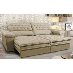 Imagem de Sofá Retrátil e Reclinável Molas Ensacadas Cama inBox Botonê 2,12m Espuma Viscoelástico Suede Bege