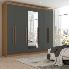 Imagem de Guarda-Roupa Casal Ele E Ela 8 Portas 8 Prateleiras Com Espelho Cinamo