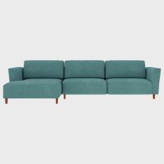 Imagem de Sofá 310cm com Chaise Esquerda Franz Suede Turquesa G52 - Gran Belo