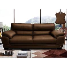 Imagem de Sofá de Couro Legítimo 3 Lugares 2,26m Cama Inbox Don Arturo Caramelo