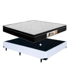 Imagem de Cama Box casal branca + Colchão Molas Bonnel 1,38 x 1,88 x 48 cm
