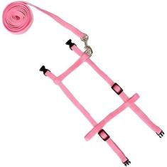 Imagem de Coleira de arnês rosa macia para animais de estimação para coelho de cobaia/394