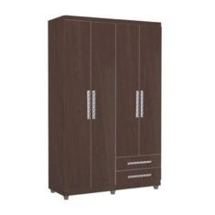 Imagem de Guarda Roupa Infantil 4 Portas 2 Gavetas Louise Cor Castanho - AJL Móveis