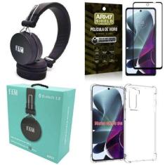 Imagem de Capinha Moto G200 5G + Fone Bluetooth A095 + Película 3D - Armyshield