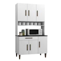 Imagem de Armário De Cozinha Salvador 6 Portas 1 Gaveta Kaiki Móveis, Branco