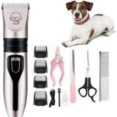 Imagem de Kit Tosa Profissional  Máquina de Cortar Pelo Para Pets Sem Fio e Sile