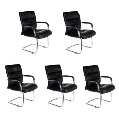 Imagem de Kit 5 Cadeiras Fixa Estofada W-50A Preta