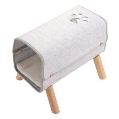 Imagem de Cama de Gato, Túnel de Gato Peekaboo Caverna de Gato para Todas As Estações Cama de Túnel de Feltro Quente para Gatinhos Com Pernas de Madeira para Gatos Pequenos, Médios