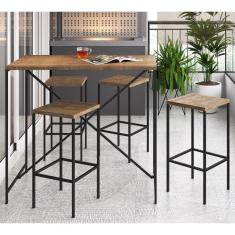 Imagem de Conjunto Mesa 100x60 Com Banquetas Vermont Preto Fosco