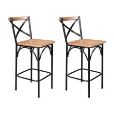 Imagem de Kit 2 Banquetas Alta Industrial Paris Base Alumínio Com Encosto - Natural - Bege