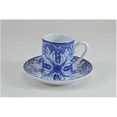 Imagem de Xícara Café Com Pires 80 ml Porcelana Schmidt - Dec. Azulejos
