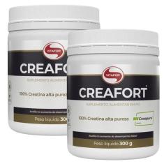 Imagem de Kit 2X Creatina Creafort 100% Creapure Vitafor Monohidratada 200 Doses Suplemento 300g Pré Treino Pura Zero Açúcar Zero