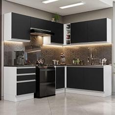 Imagem de Armário de Cozinha Completa de Canto 100% Mdf 409cm Branco/preto Acordes Madesa 01