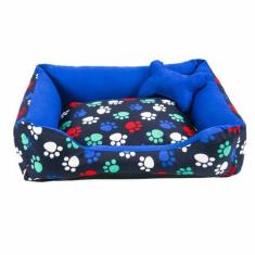 Imagem de Cama Para Cachorro Médio 60X50 Com Zíper Estampa Ossinho Patinha Color