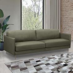 Imagem de Sofá Decorativo Anthony 3 Lugares Sala de estar 210cm Pés em Aço Couro