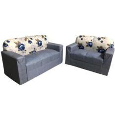 Imagem de Conjunto de Sofá de 2 e 3 Lugares Cinza Estampado - AUREA DECOR