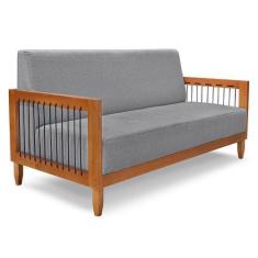 Imagem de Sofá Living 2 Lugares Marilia 1,60M Linho Grafite Base Em Madeira Cast