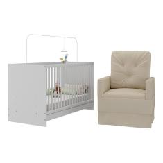 Imagem de Berço 3 Em 1 Com Poltrona Amamentação Mp4141 Branco-bege