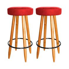Imagem de Kit 2 Banqueta 75 cm Média Cozinha Americana Balcão Vermelho