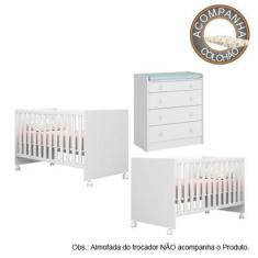 Imagem de Quarto de Bebê Berço Gemeos c/ Rodízios Colchão Nana Nenem e Cômoda Do