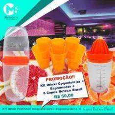 Imagem de Kit Drink Tangerina Coqueteleira + Espremedor + 6 Copos Boteco Brasil