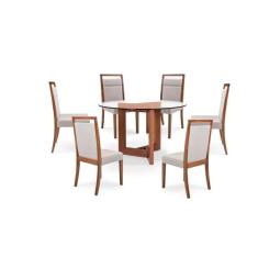 Imagem de Conjunto Mesa De Jantar Com 6 Cadeiras Herval Varlo, Amêndoa Com Tampo Vidro