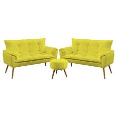 Imagem de Kit 2 Poltronas Namoradeiras Decorativas Beta e Puff Solar Suede  Aradecor