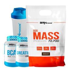 Imagem de Kit Size Mass 3Kg + Creatina 100G + Bcaa Fit 100G Tangerina + Coquetel