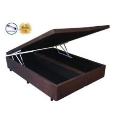 Imagem de Cama Box Baú King Star Bipartido Acolchoes Suede Marrom 41X193x203